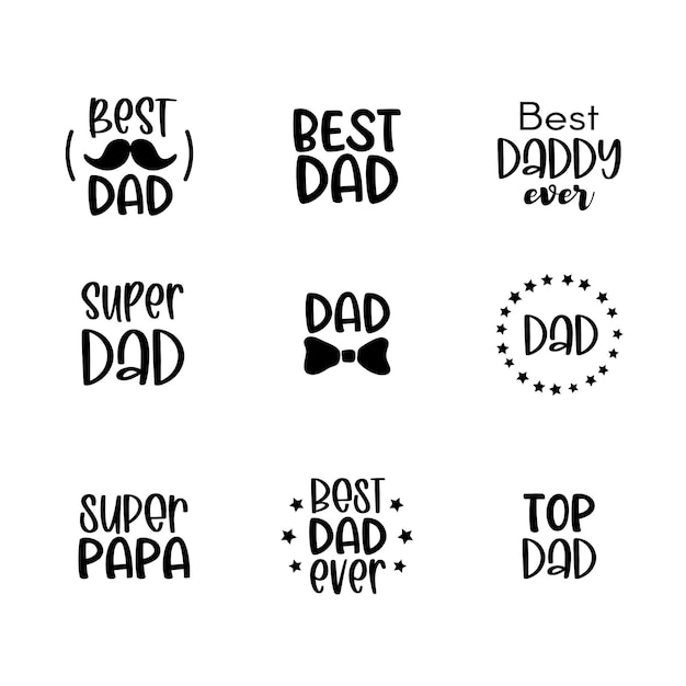 Premium Vector Isolated Happy Fathers Day Set With Black Quotes On White Backgrounds