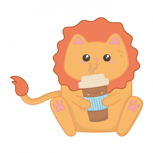 Premium Vector | Isolated kawaii of lion cartoon