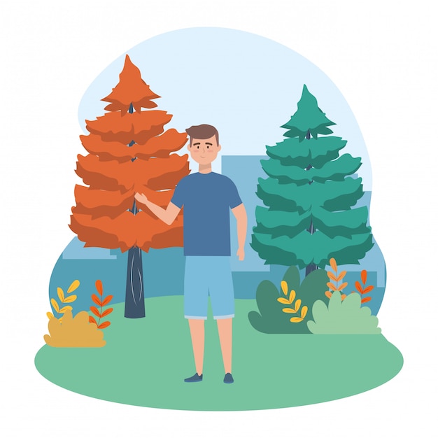 Premium Vector Isolated man in forest