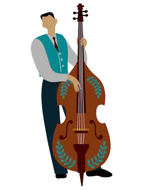 Premium Vector | Isolated man playing cello cartoon character, flat