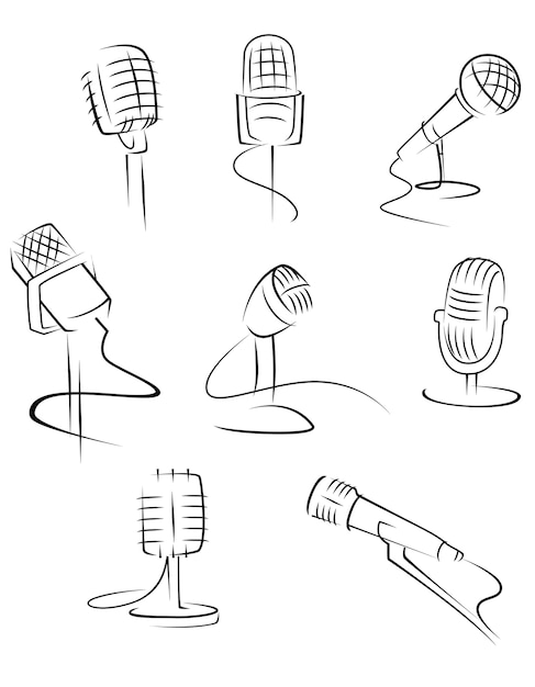 Isolated microphones | Premium Vector
