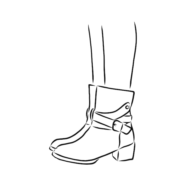 Premium Vector Isolated, sketch with lines female fashion boot