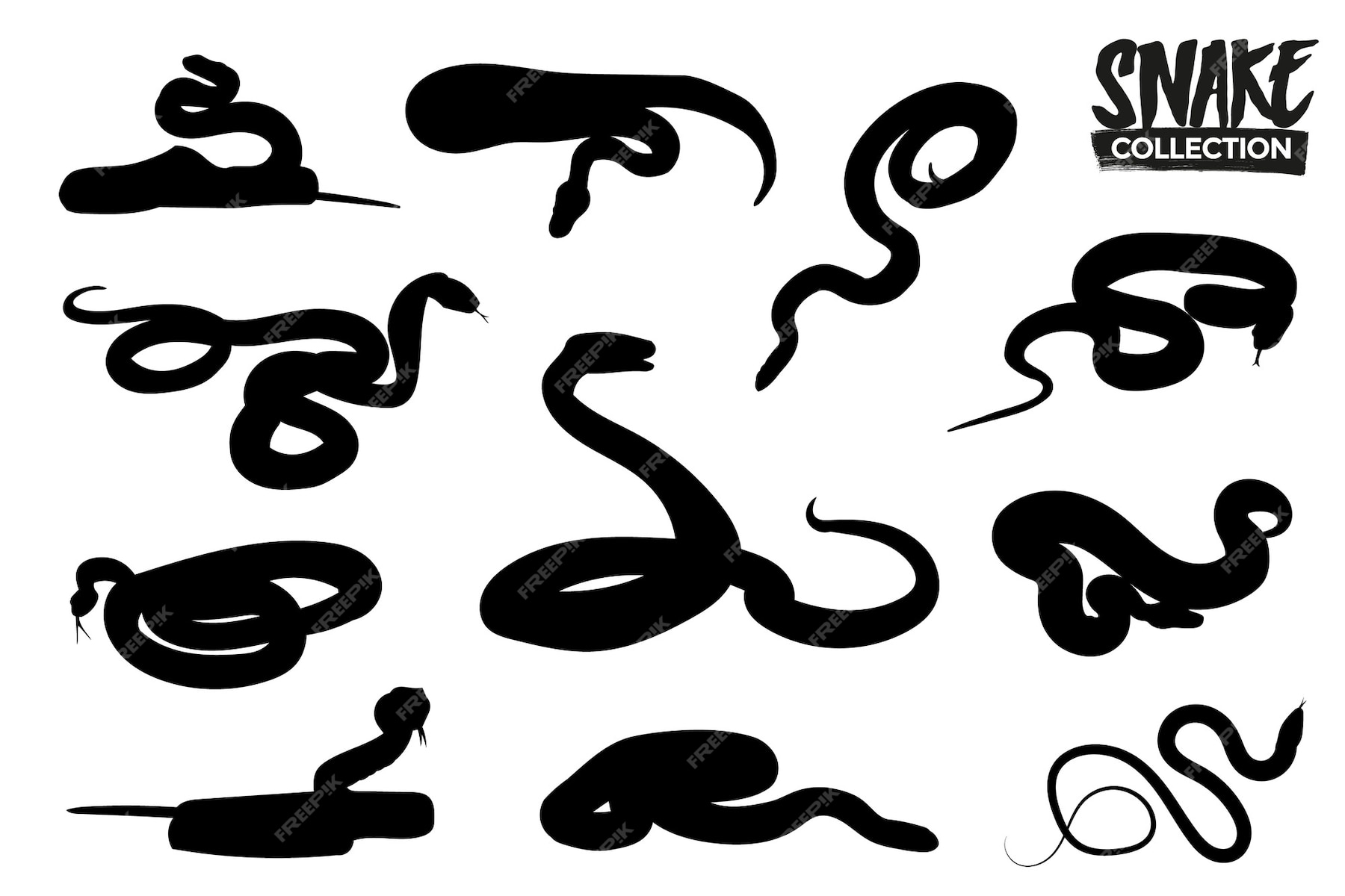 Premium Vector | Isolated snake silhouettes collection. graphic resources.