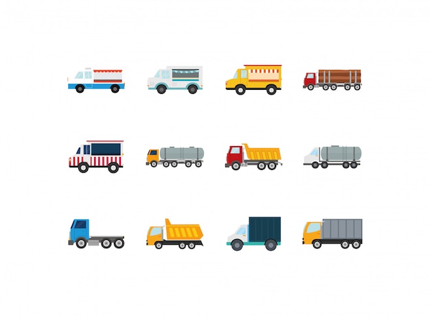 Premium Vector | Isolated trucks icon set