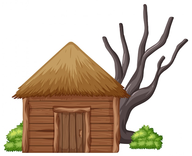 Premium Vector | Isolated wooden hut on white background
