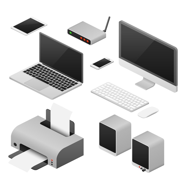 Isometric 3d digital vector computers Premium Vector