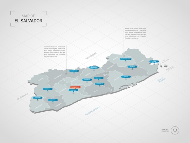 Premium Vector Isometric D El Salvador Map