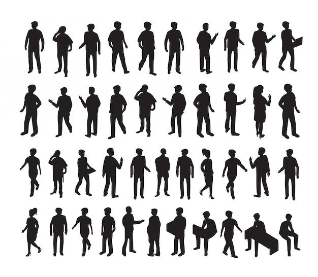 Premium Vector | Isometric 3d illustration set silhouettes of people