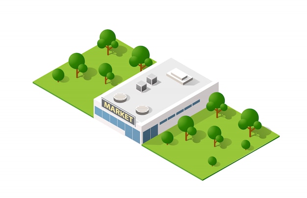 Download Premium Vector | Isometric 3d landscape top view building of modern