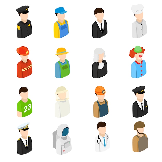 Premium Vector | Isometric 3d men of different professions