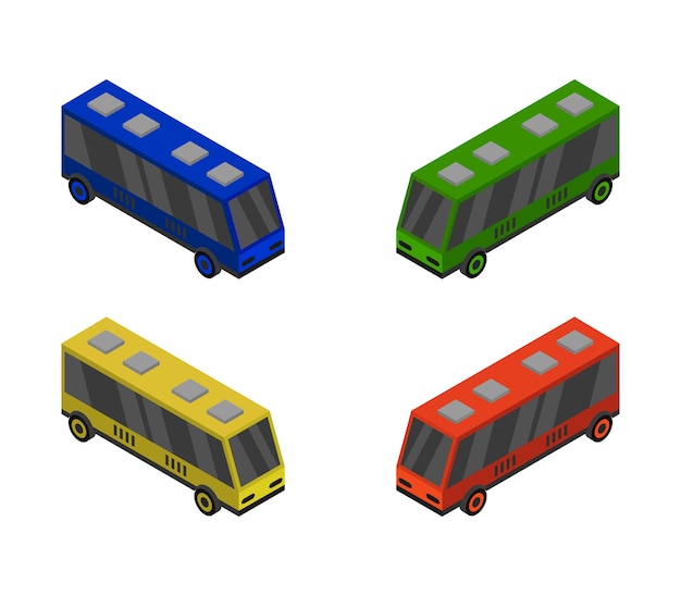 Free Vector | Isometric bus set