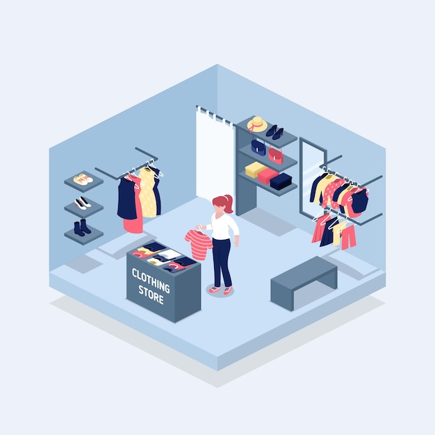 Download Isometric clothing store design | Free Vector
