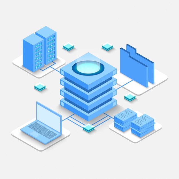 Premium Vector | Isometric computation of big data center, information ...