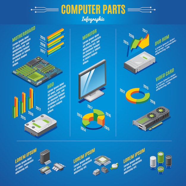 Free Vector | Isometric computer parts infographic concept ...