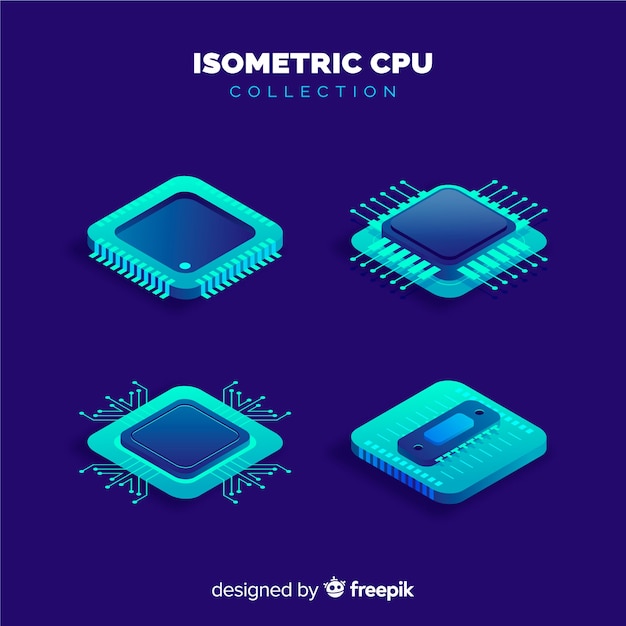 Free Vector Isometric Cpu Collection