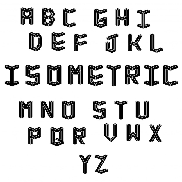 Premium Vector | Isometric cubical alphabet.