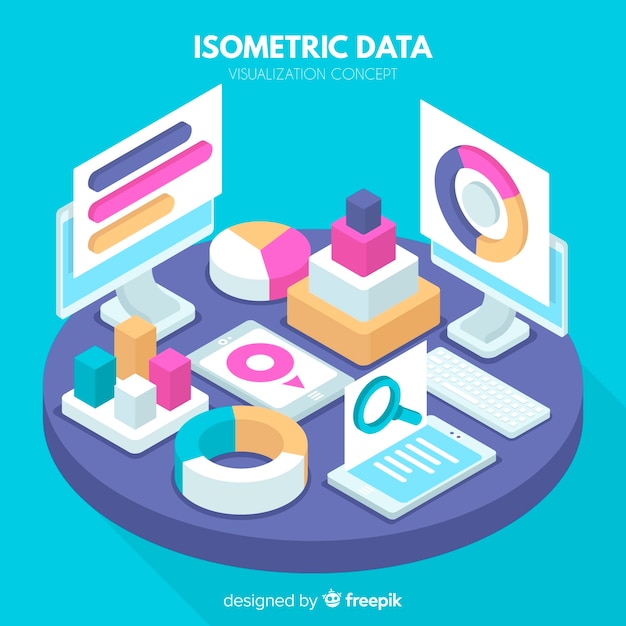 Isometric data visualization background Free Vector