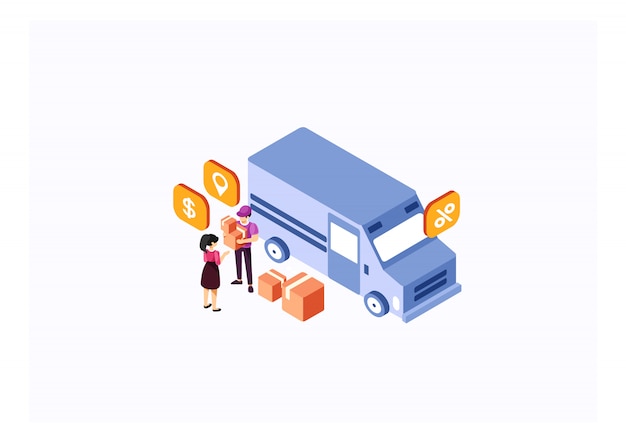 Download Free Isometric Delivery Truck Services Premium Vector Use our free logo maker to create a logo and build your brand. Put your logo on business cards, promotional products, or your website for brand visibility.