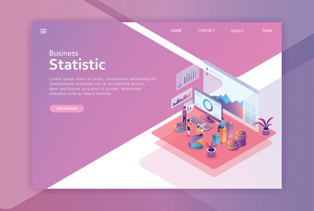 Premium Vector | Isometric design landing page business