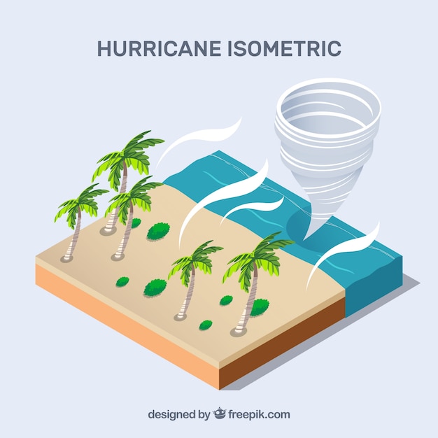 Isometric design with hurricane at beach