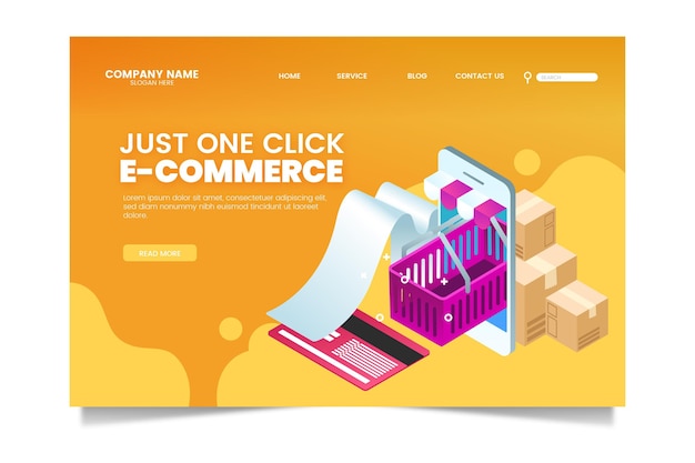 Premium Vector | Isometric e-commerce - landing pages