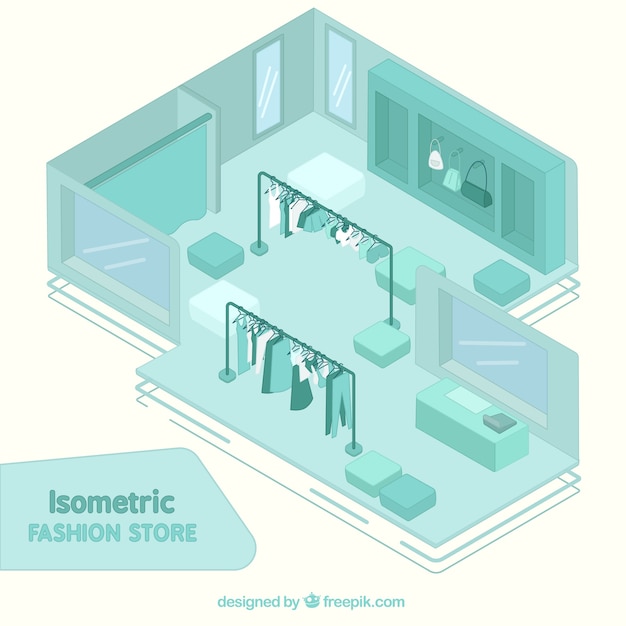 Download Free Vector | Isometric fashion store