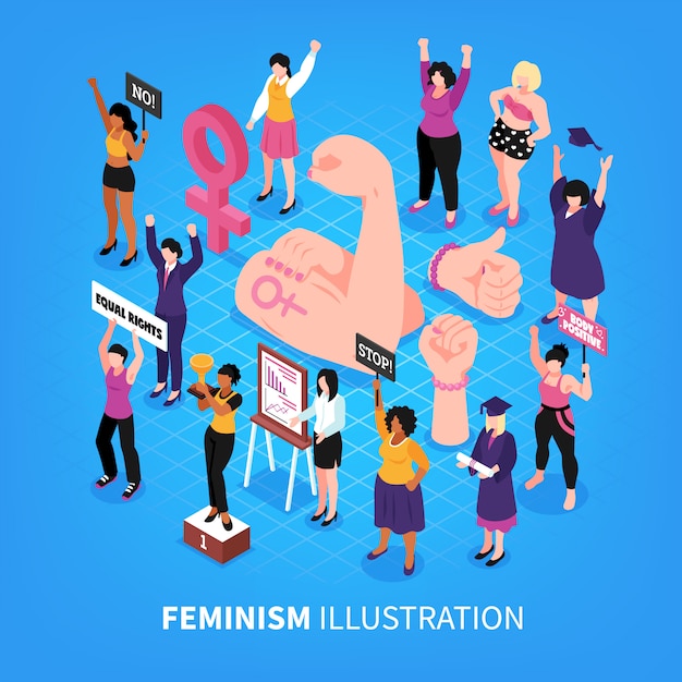 Free Vector | Isometric Feminism Composition With Fists And Human ...