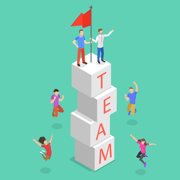 Premium Vector | Isometric flat concept of successful teamwork, team ...