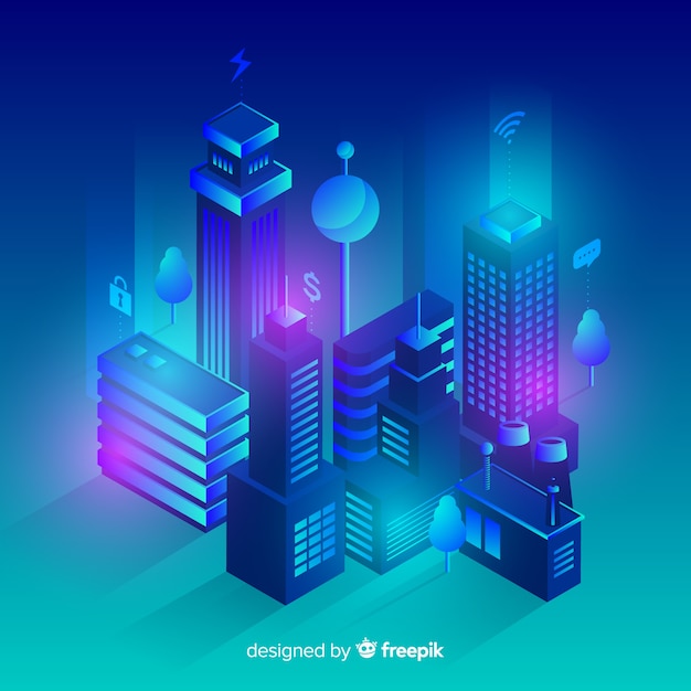 Free Vector Isometric Futuristic City Background