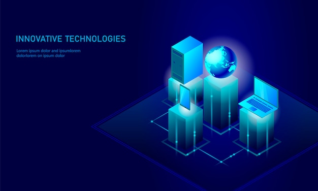 Isometric global networking planet earth business concept, Premium Vector