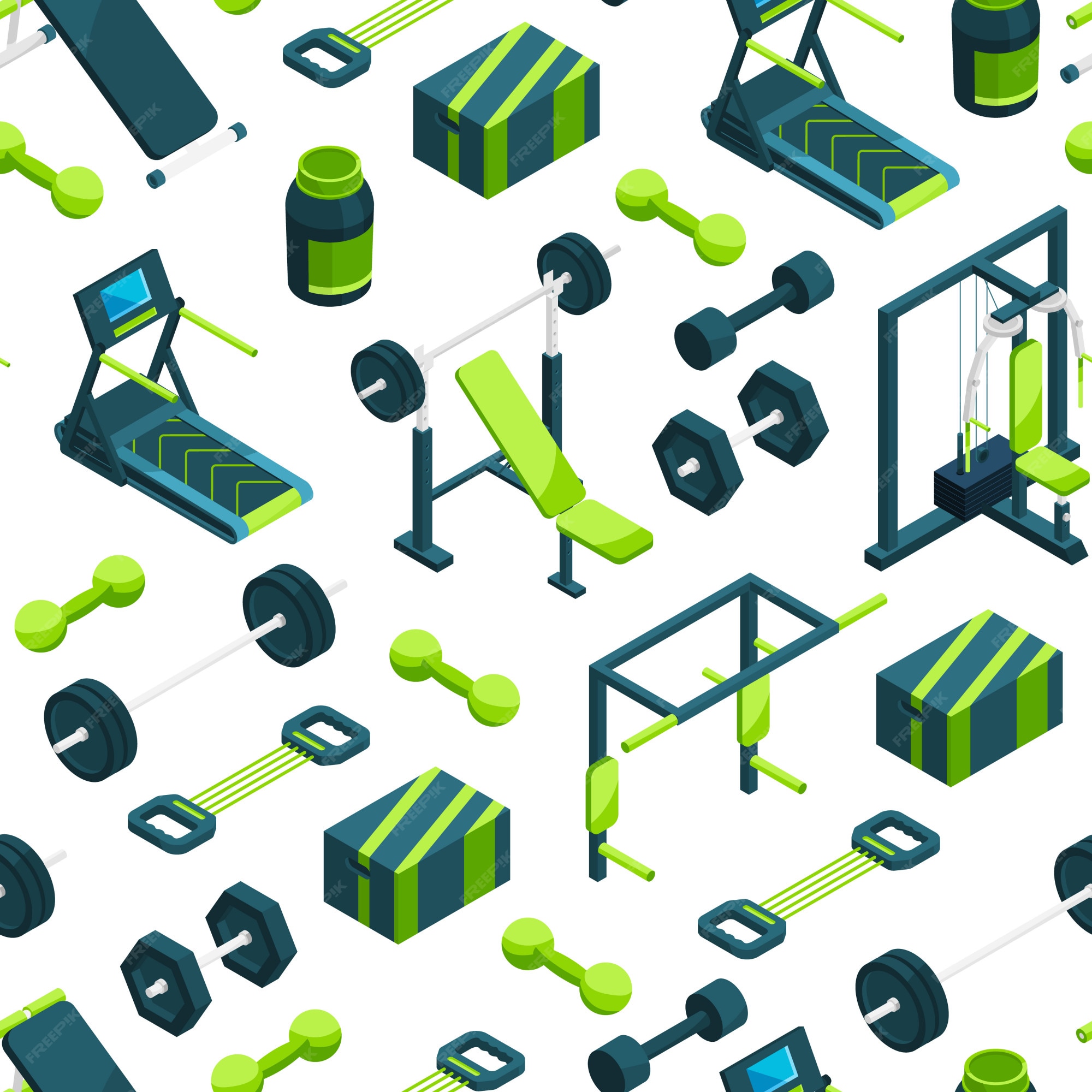 Premium Vector Isometric gym pattern