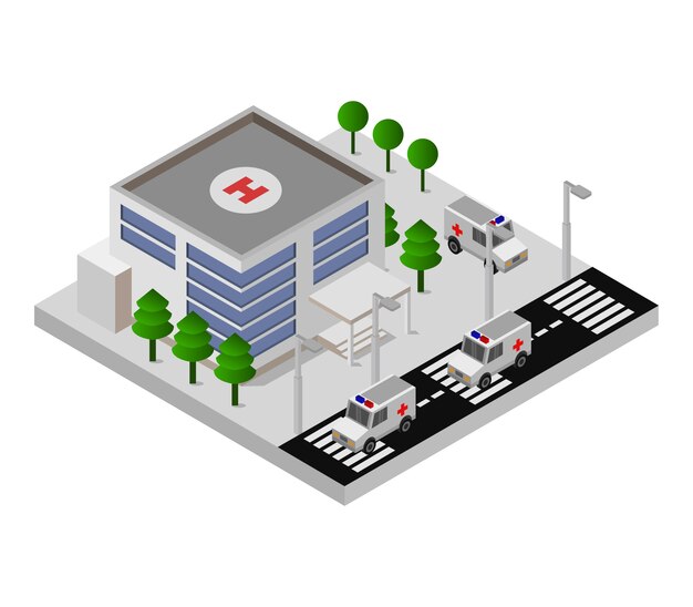 Isometric hospital | Free Vector