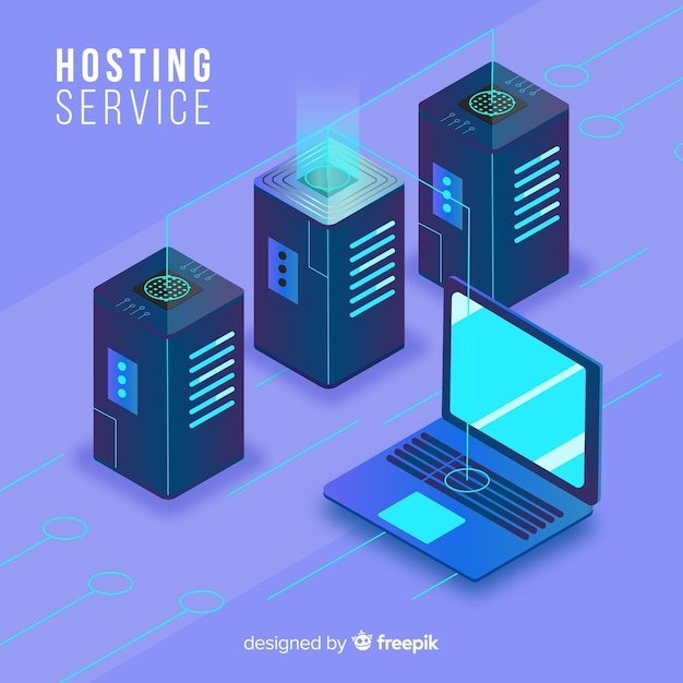 Download Isometric hosting concept | Free Vector