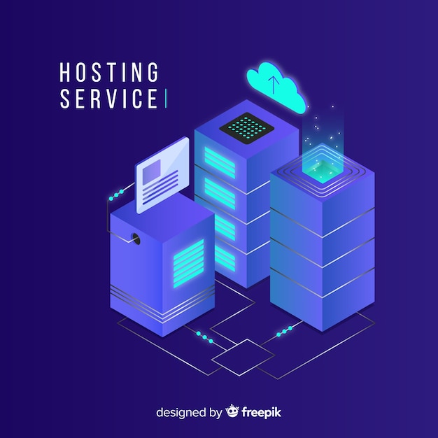 Download Isometric hosting concept | Free Vector