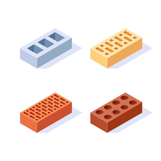 Premium Vector | Isometric illustration of bricks in flat style.