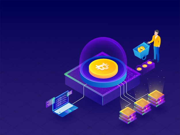 Premium Vector Isometric Illustration Of Crypto Mining Servers Connected