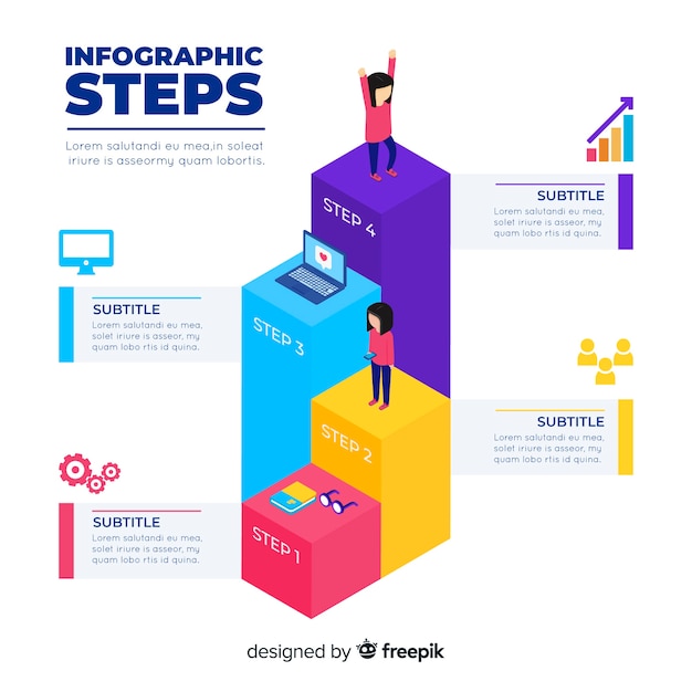 Free Vector Isometric Infographic Steps Concept