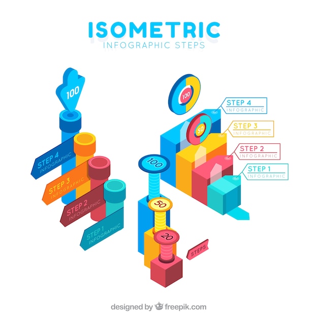 Free Vector | Isometric Infographic Steps