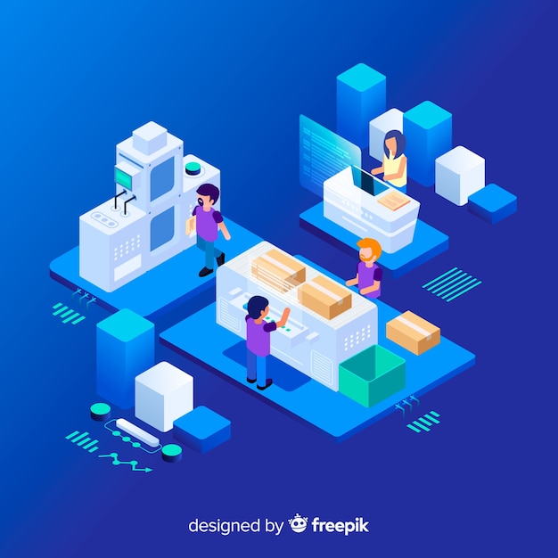 Isometric infographic with charts and people Free Vector