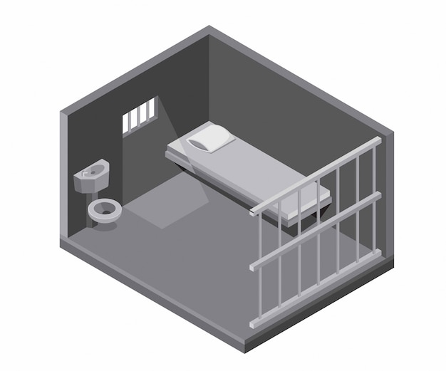 Premium Vector | Isometric jail, prison cell, concept illustration