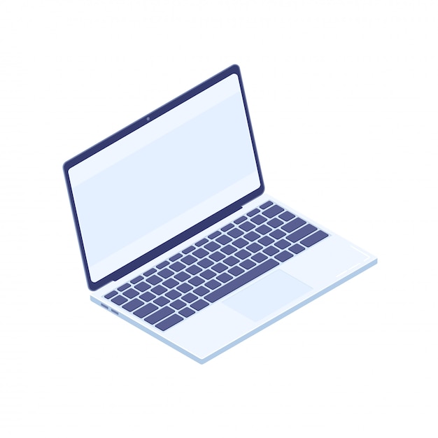 Premium Vector | Isometric laptop isolated on white background.