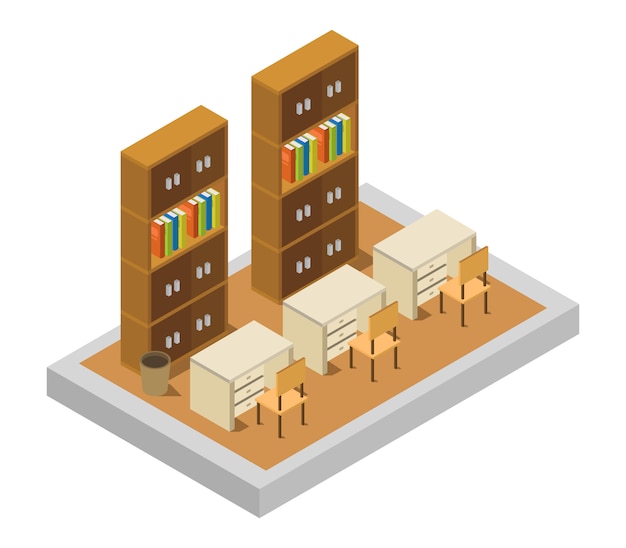 Isometric library | Free Vector