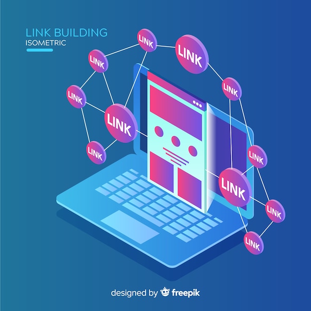 Isometric link building background Free Vector