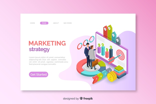 Free Vector | Isometric marketing landing page template