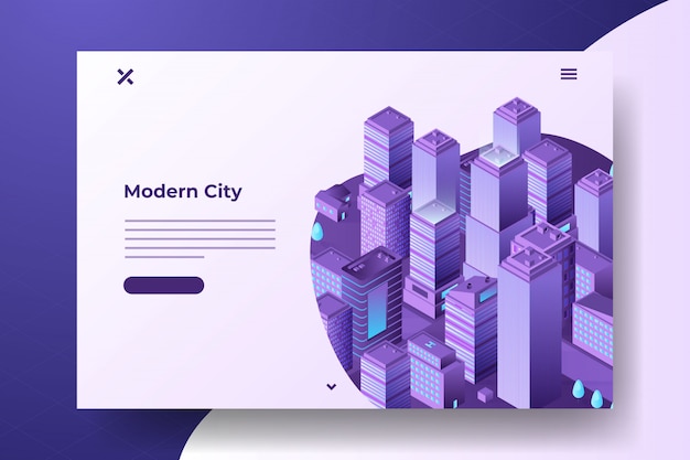 Isometric modern city banner Premium Vector