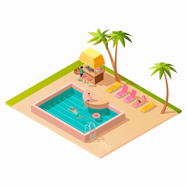 Isometric Outdoor Swimming Pool Free Vector