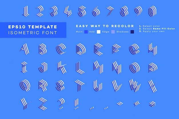 Isometric paper style 3d font. Premium Vector