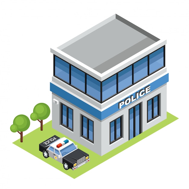 Premium Vector | Isometric police building