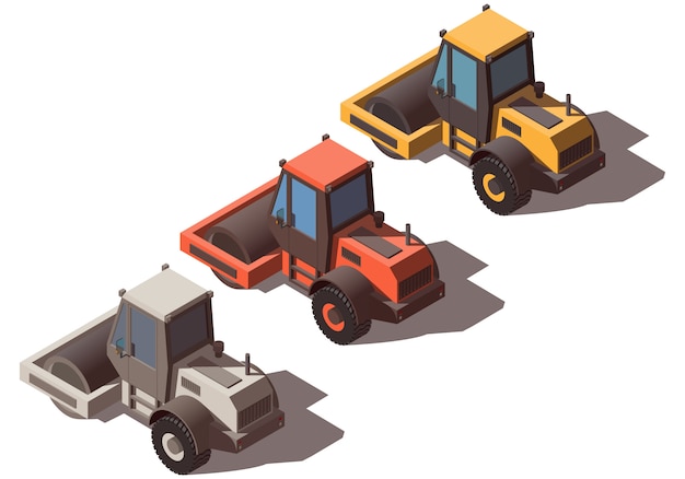 Premium Vector Isometric Road Roller