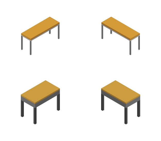 Isometric School Desk Set Vector Premium Download